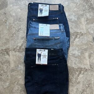 Seven7 Woman’s Skinny Jeans Trio - Dark Blue, Medium Blue, Light Blue 3 pairs